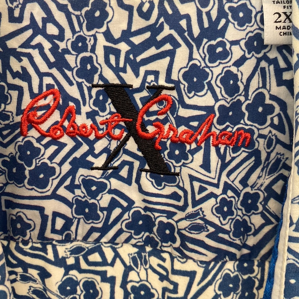 Robert Graham Blue Patterned Button Down Shirt Sl… - image 2